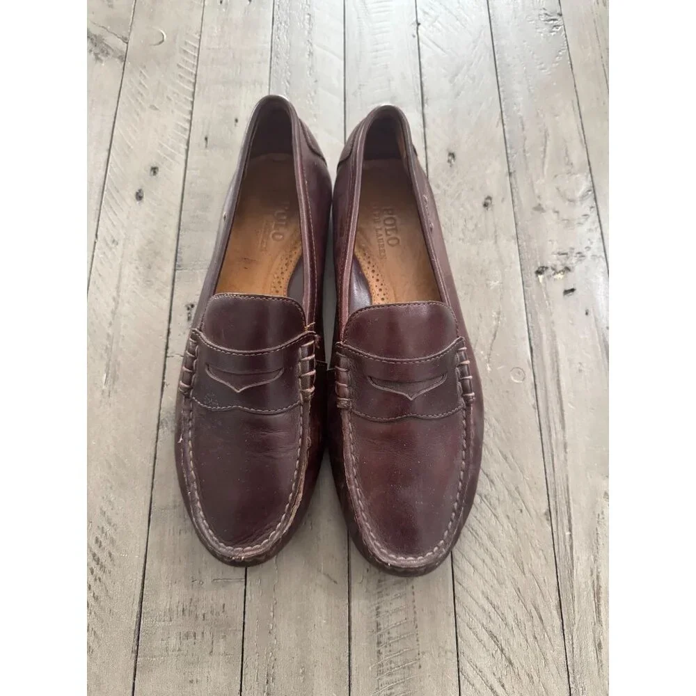 Classic Men's Leather Penny Loafers in Brown